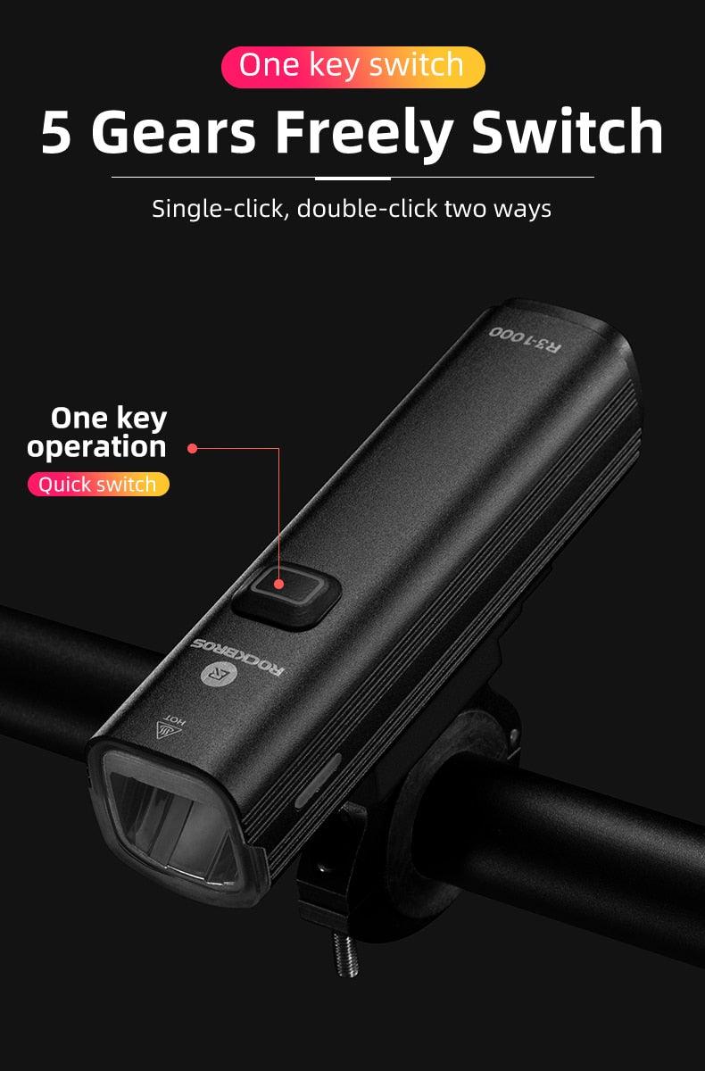 Bike Light Front Lamp USB Rechargeable LED 4800mAh Bicycle Light Waterproof Bicycle Light Set USB  Rechargeable Super Bright Bike Headlight For Night Riding Bracket 1000LM