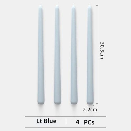 4pc Unscented 12" Candles Colored Long Stick Candle Smokeless Home Wedding Centerpiece Birthday Candle Tall Taper Candles Dripless Unscented Dinner Candle Paraffin Wax Candles