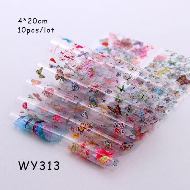 Holographic Nail Foil Transfer Set Sticker Decal Nail Art Foils Designer Marble Nail Decoration Sliders Wraps Manicure  Women Kids Girls Manicure Decoration Nail Art Supplies 3D Self-Adhesive Nail Decals Designer Nail Stickers for Acrylic Nails