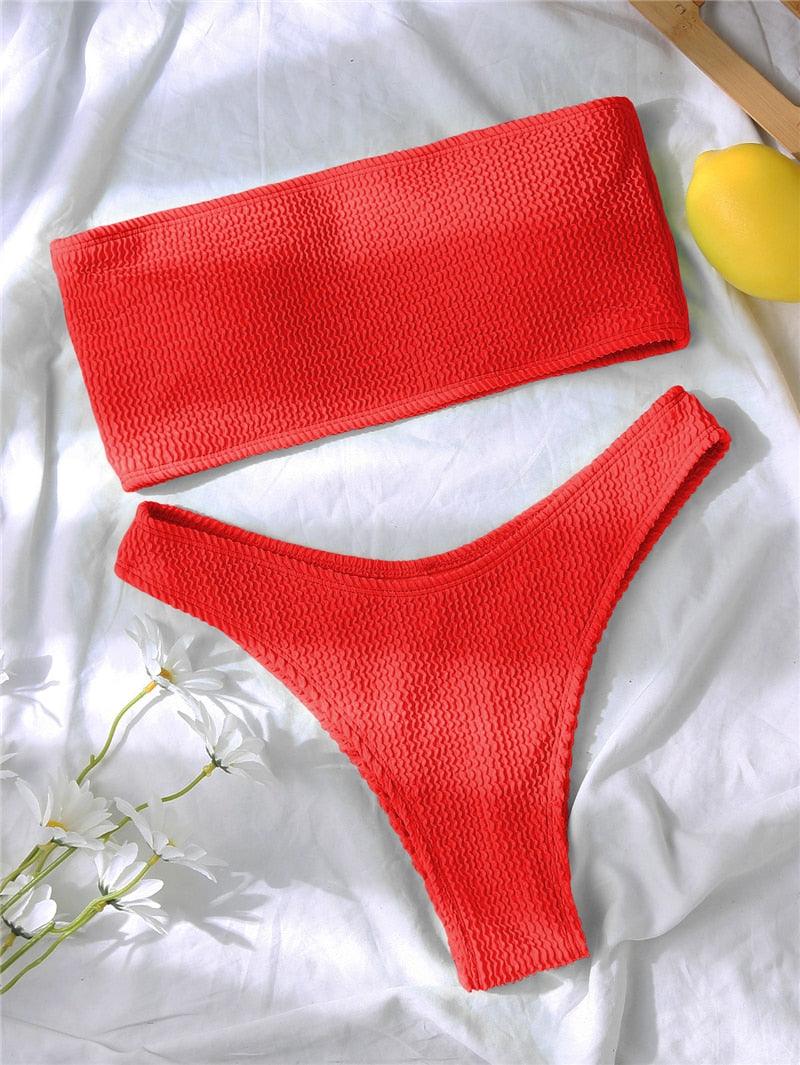 Women One-Shoulder Bikini Swimsuit Women Push Up Swimwear Women's Bathing Suit Comfortable Bikini Ribbed Two Piece Swimsuit Bikini Set Summer Bathing Suit Beach Wear Swimming Suit