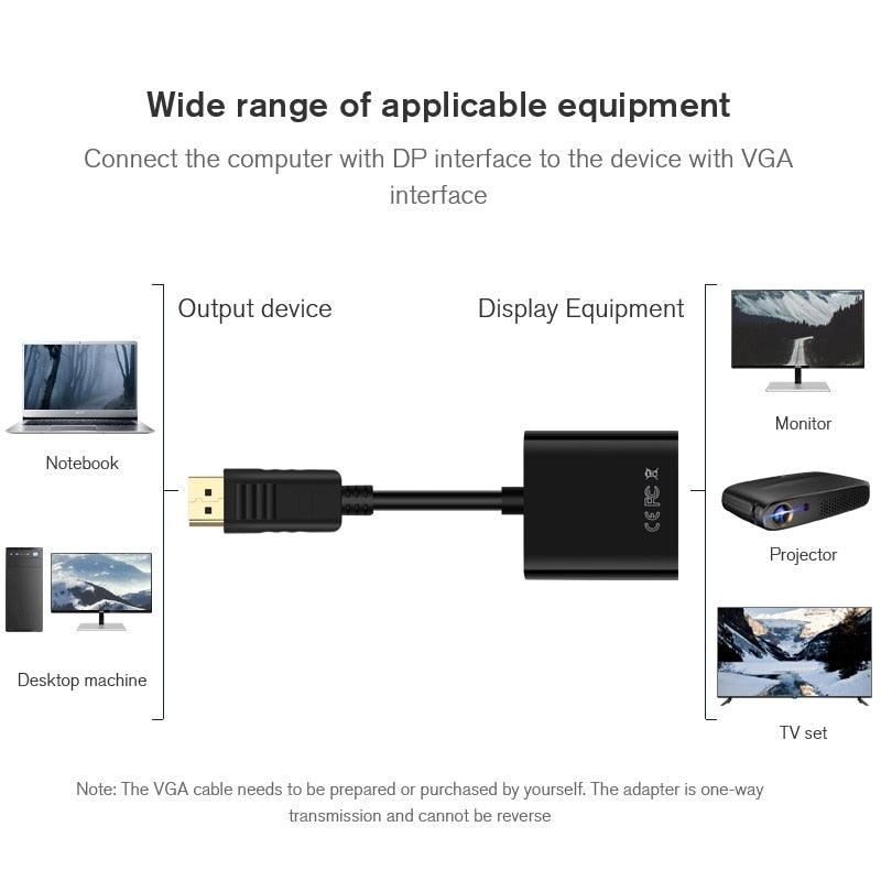 DisplayPort to VGA Adapter Cable Converter Compatible with Computer, Desktop, Laptop, PC, Monitor, Projector.