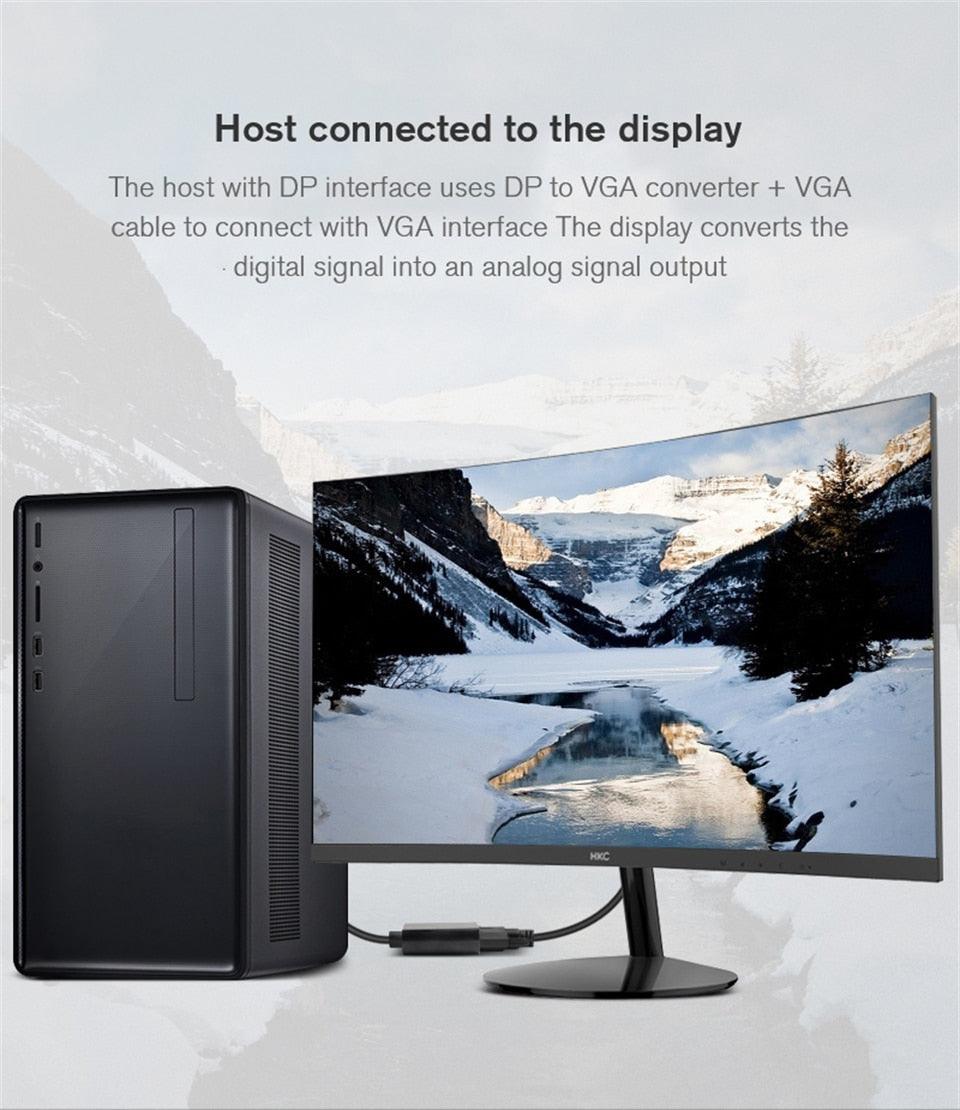 DisplayPort to VGA Adapter Cable Converter Compatible with Computer, Desktop, Laptop, PC, Monitor, Projector.