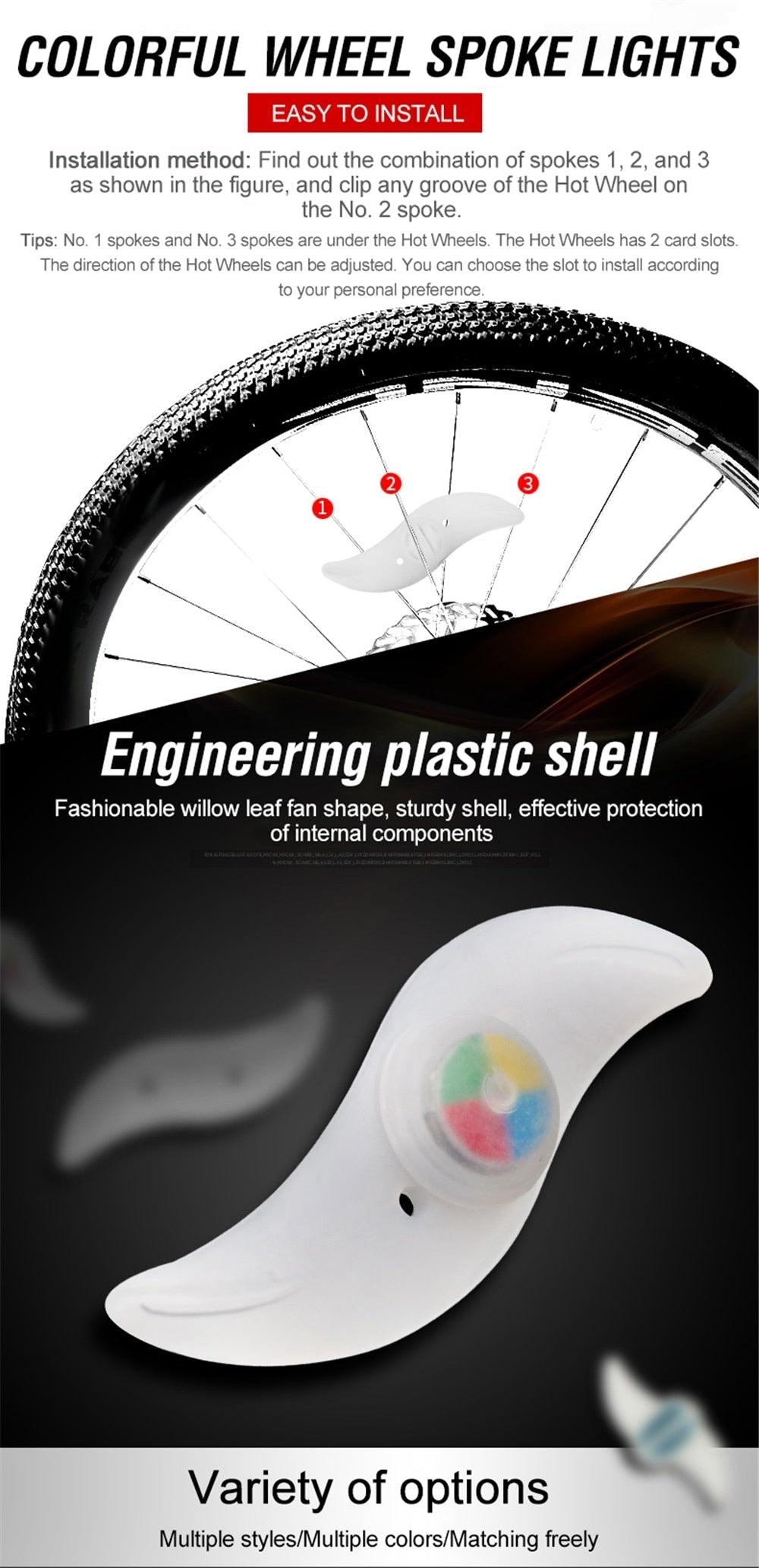 3 Lighting Mode LED Neon Bicycle Wheel Spoke Light Waterproof Color Bike Safety Warning Light Cycling Light Decoration Safety Warning Tire Strip Light Bright Color Bicycle Spoke Lights