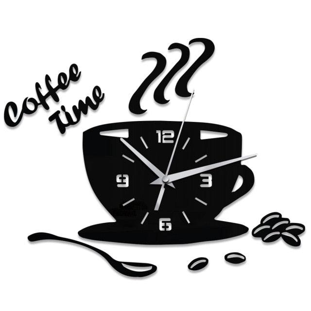 3D Creative Acrylic Mirror Wall Clock  Wall Acrylic Clock Modern Acrylic Mirror Surface 3D Luxury Big Size Wall Stickers Decor Clocks Numbers Stickers for Home Office Decorations Gift Coffee Shape Acrylic Coffee Cup Wall Sticker Quartz Clock