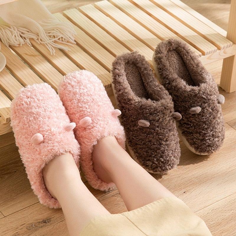 Couples Home Slippers Warm Cute Womans Mens Slipper Winter Shoes New Fashion Casual Fur Plush Slides Winter Slippers For Women House Slippers Fluffy Soft Comfy Fuzzy Slippers Faux Fur Plush Anti-Skid Slippers