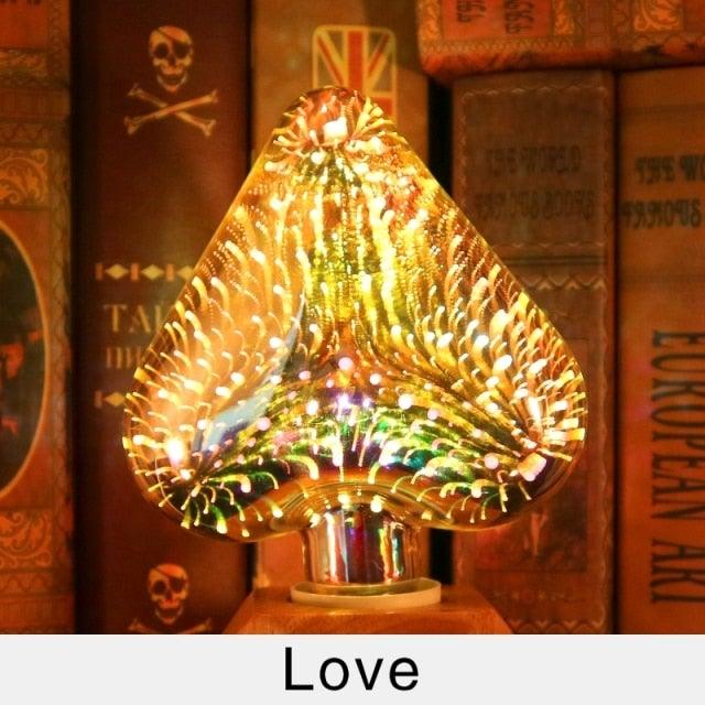 3D Decoration Edison LED Bulb Vintage Light Bulb Star Fireworks Lamp Holiday Night Light Christmas Tree Decoration bar Firework Bulb Party Home Christmas Party Holiday