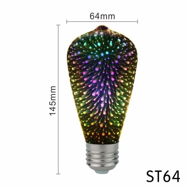 4pcs/lot 3D Firework Led Light Effect Vintage Edison Led Bulb Holiday Decoration Lighting Glass Vintage Edison Bulb Decoration Use For Holiday Party Disco Christmas Bedroom Lighting lamp