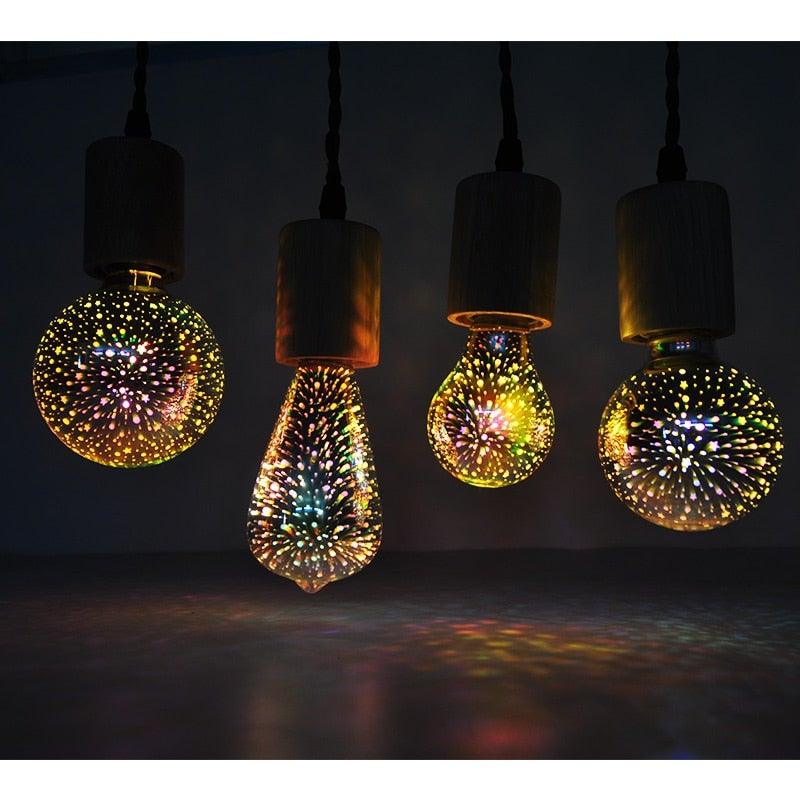 3D Edison Bulb Led Filament Decoration Vintage Glass Lighting Decor Antique Style Light Amber Warm Dimmable Bedroom Restaurant Home Office Light Fixtures Decoration
