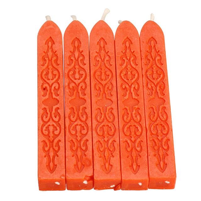 5pcs/set Wax Stick Vintage Engraving Design Colorful Candle Sealing Wax Sticks Seal Wax Sticks With Wicks Multi-Color Seal Wax for Wax Seal Stamp Square Style Sealing Wax With Wick Creative Fire Paint Sealing Wax