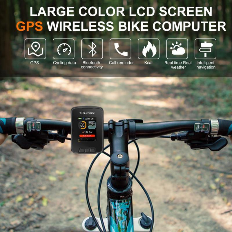 GPS Wireless Bike Computer Waterproof Bicycle Odometer Large Color LCD Screen Maps Navigation Cycling Speedometer Wired Bicycle Speedometer Waterproof Cycle Computer With Backlight LCD Display Automatic Sleep