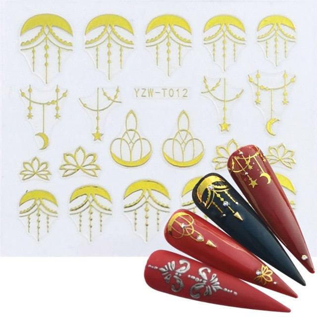 Nail Stickers for Manicure Nail Sticker Sliders For Nails Decal Self-adhesive Nails Figures Transfer Black Accessories Sliders Manicure Decoration 3D Nail Supplies Holographic Decals Transfer Sliders Nail Design Manicures Nail Self-Adhesive Sticker
