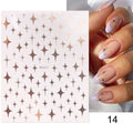 Rose Gold Star 3D Nail Stickers Silver Black White Star Heart Transfer Stickers for Nails DIY Decals Manicures Decoration Tips Nail Art Decals Water Transfer Nail Decals Sticker For Pretty Girl Self-Adhesive Nail Decals Designer Nail Stickers for Acrylic