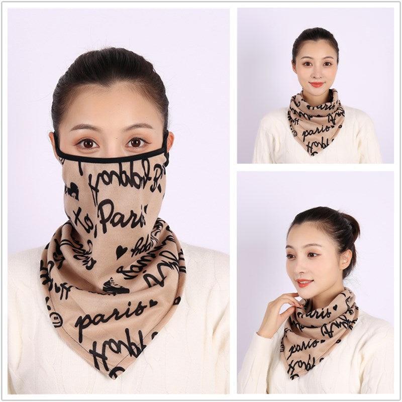 Cotton Women Mask Scarf Face Mascarillas Wraps Floral Print Lady Warm Neck Scarves Foulard Bandana Reusable Outdoor Riding Masks Scarf Neck Gaiter Headwear Headband Head Wrap Scarf Mask Neck Ear Warmers Headbands Perfect Bandana