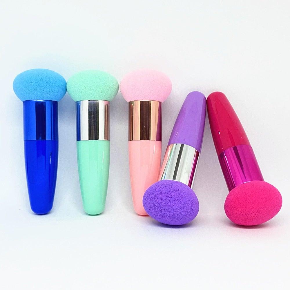 Professional Women Beauty Sponge Mushroom Head Powder Puff With Handle Smooth Shaped Make Up Colorful Sylish Design