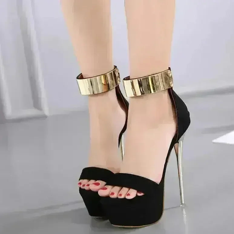 Aneikeh Ankle Strap Heels Platform Sandals Party Shoes For Women