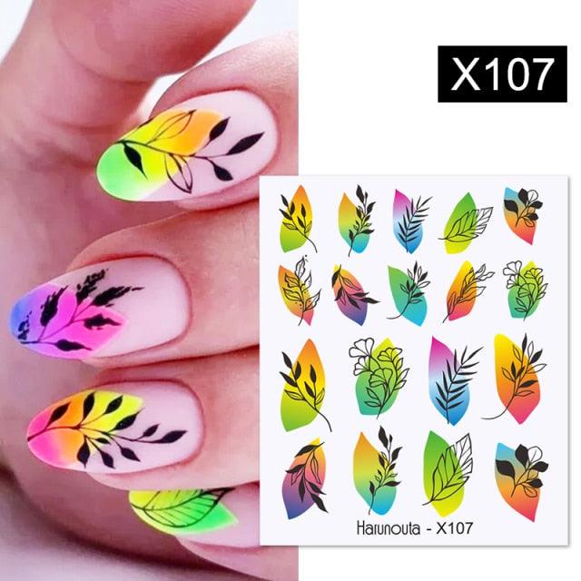 Rainbow Wave Love Heart Pattern Water Decals Stickers Butterfly Dragon Geometry Slider For Nails Art Decoration Tip Water Transfer Nail Decals Sticker For Pretty Girl Self-Adhesive Nail Decals Designer Nail Stickers for Acrylic
