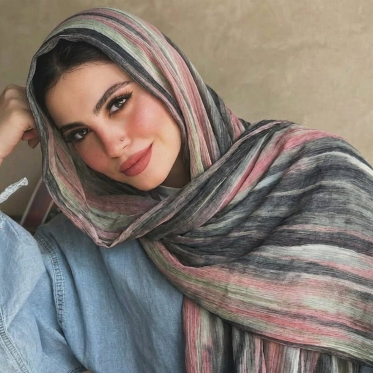 Rayon Gradient Tie-Dye Scarf  | Rayon Gradient Hijab (MH216)