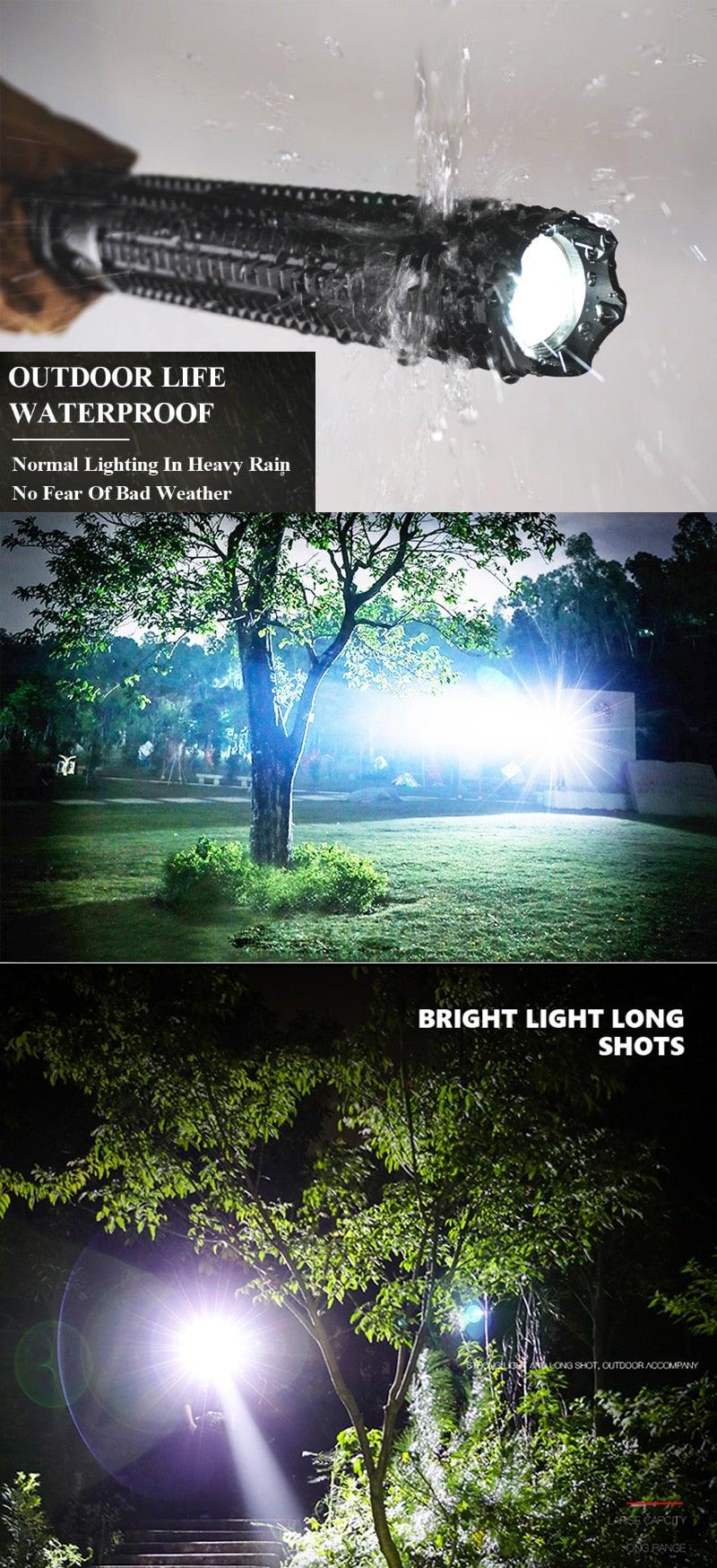 Rechargeable Adjustable LED Flashlights High Lumen Super Bright Handheld Waterproof Zoomable Portable Flashlight For Outdoor Baseball Bat Hiking CampingSelf Defense