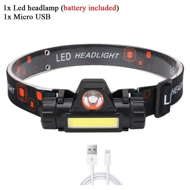 Rechargeable Waterproof Powerful LED Headlamp Portable Mini Built-in 18650 Battery Flashlight For  Portable Head Lamp Flashlight, Outdoor Lightweight Durable Headlight For Outdoor Running Camping Reading Fishing  Walking Jogging Headlight