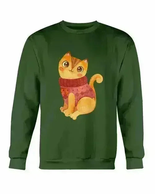 Winter Cat Sweatshirt - Gildan Crewneck Fleece Top | Femstylo