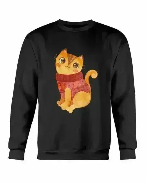 Winter Cat Sweatshirt - Gildan Crewneck Fleece Top | Femstylo