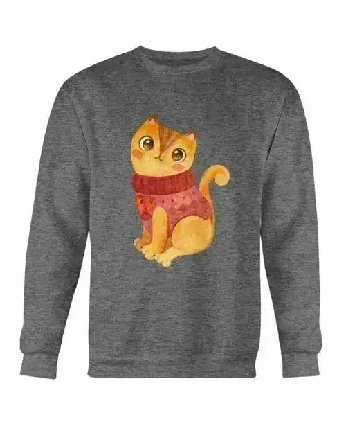 Winter Cat Sweatshirt - Gildan Crewneck Fleece Top | Femstylo