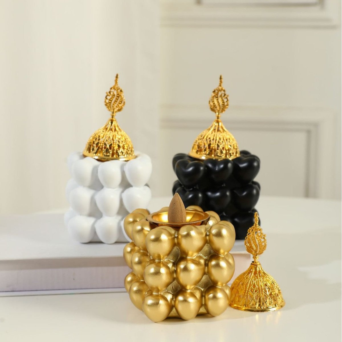 Resin Decorative Heart-Shaped Cube Incense Burner (MAC401)