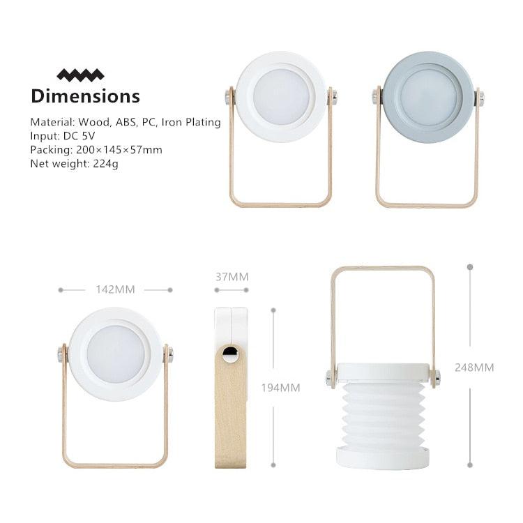 Retractable Bedroom Bedside Reading Light Folding Led Desk Lamp Wooden Handle Portable Lantern Light For Camping Emergency Lamps Decorative Table Lamp Cute Study Lamps for Bedroom Décor