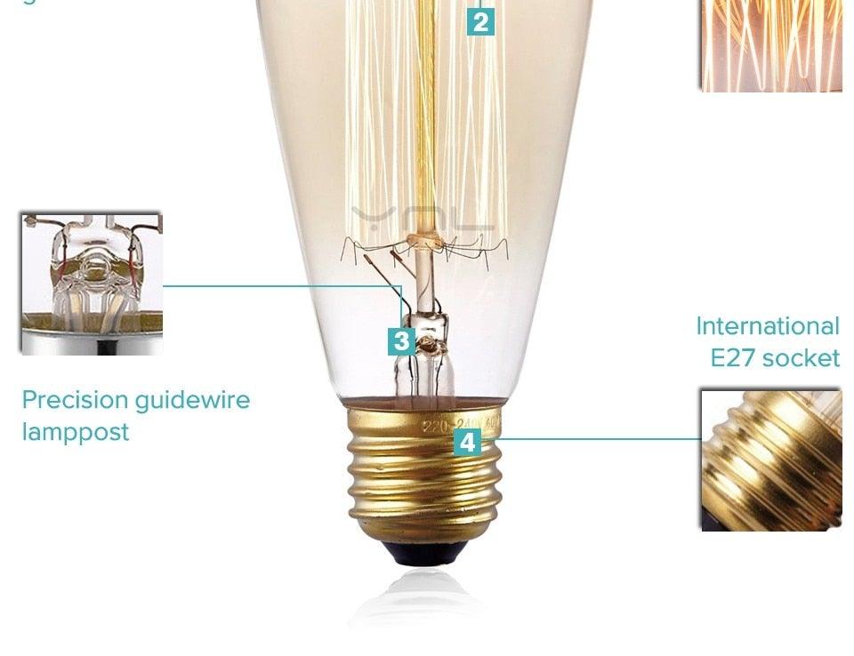 Retro Edison Light Bulb Vintage Edison Lamp Vintage Incandescent  Edison Light Bulbs Edison Filament Light Bulb Dimmable Warm White Different Shape Light