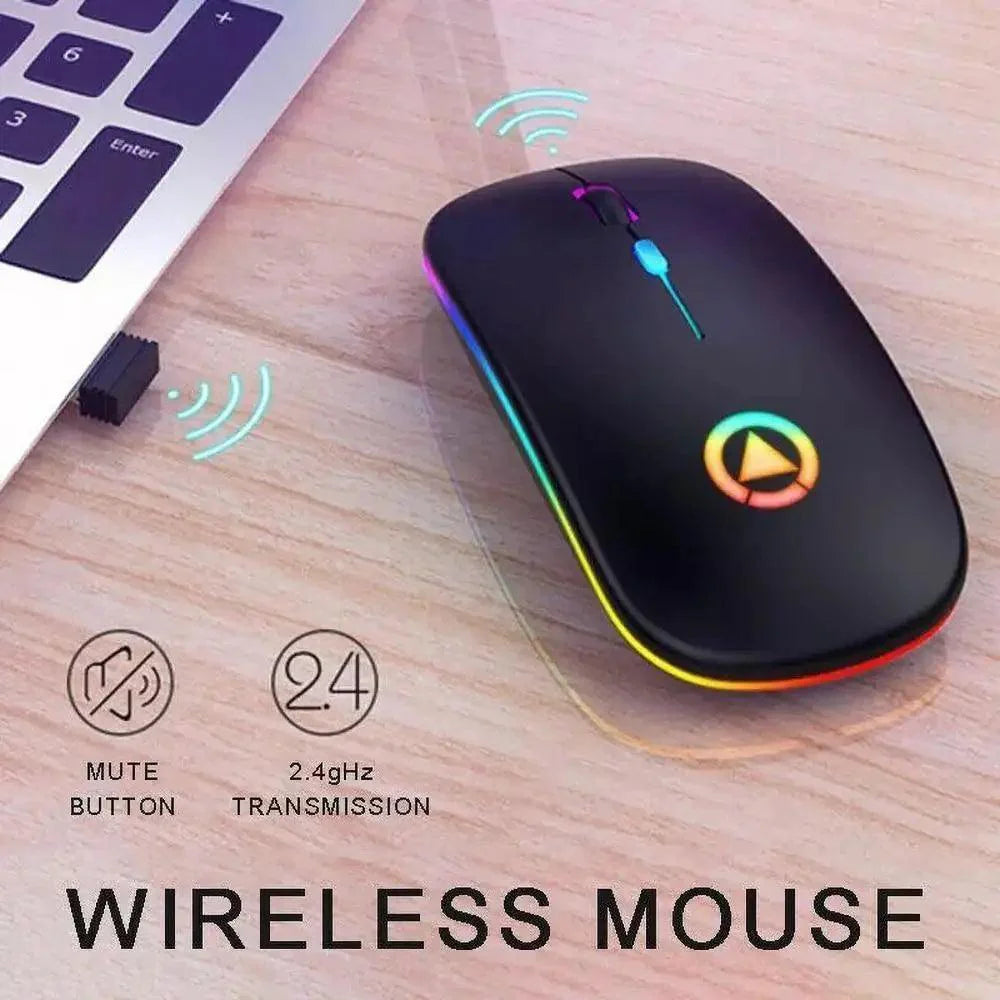 Retro Wireless Mouse RGB Rechargeable Mouse Wireless Computer Mute Mouse Portable Mobile Optical Office Mouse with USB LED Backlit Gaming Office Mouse Laptop