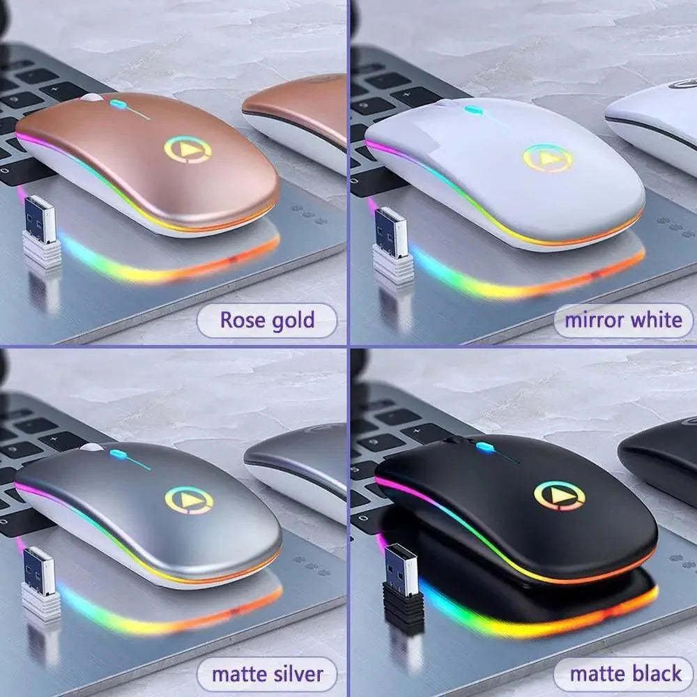 Retro Wireless Mouse RGB Rechargeable Mouse Wireless Computer Mute Mouse Portable Mobile Optical Office Mouse with USB LED Backlit Gaming Office Mouse Laptop