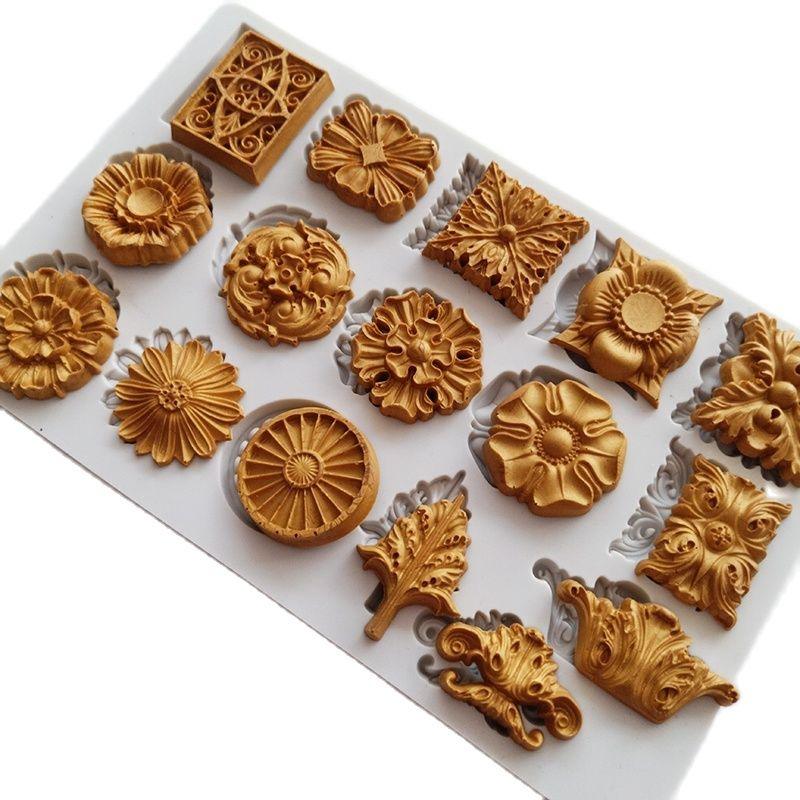 Reusable Retro Silicone Fondant Chocolate Aroma Stone Ornaments Resin Sugarcraft Mold For Pastry Cup Cake Decorating Crystal Stones Silicone Mold For Kitchen