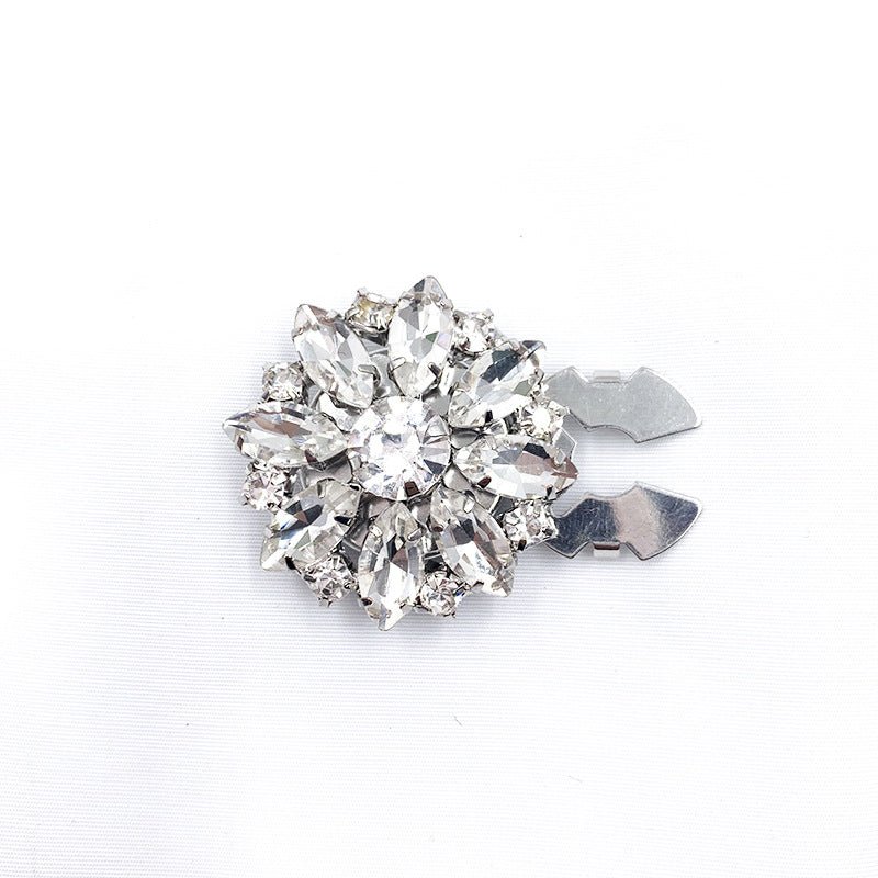 Rhinestone Button Covers | Crystal Flower Decorative Clips(MAC359)