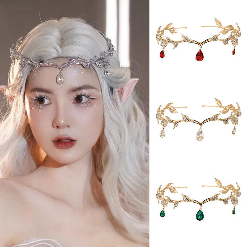 Rhinestone-Encrusted Hair Clip with Forehead Pendant Accent (MAC329)