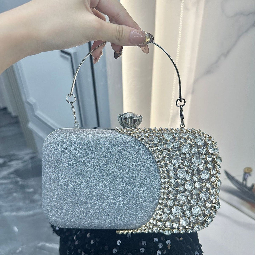 Rhinestone Evening Clutch | Crystal Party Bag with Chain Strap(MAC353)
