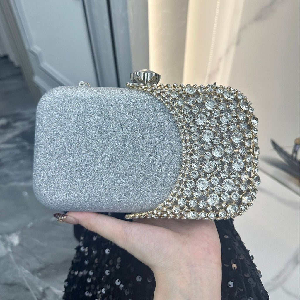 Rhinestone Evening Clutch | Crystal Party Bag with Chain Strap(MAC353)
