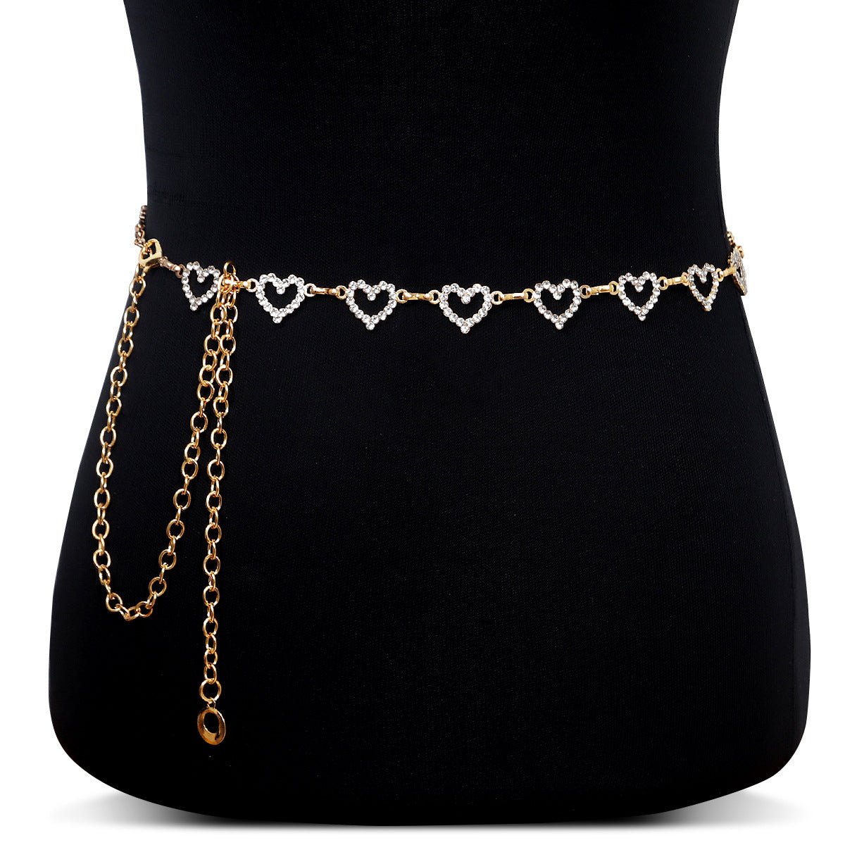 Rhinestone Heart Waist Chain | Crystal Body Chain Belt(MAC361)