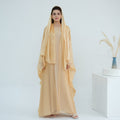 Rhinestone Ice Crinkle Batwing Sleeve Abaya Set(MOA237)