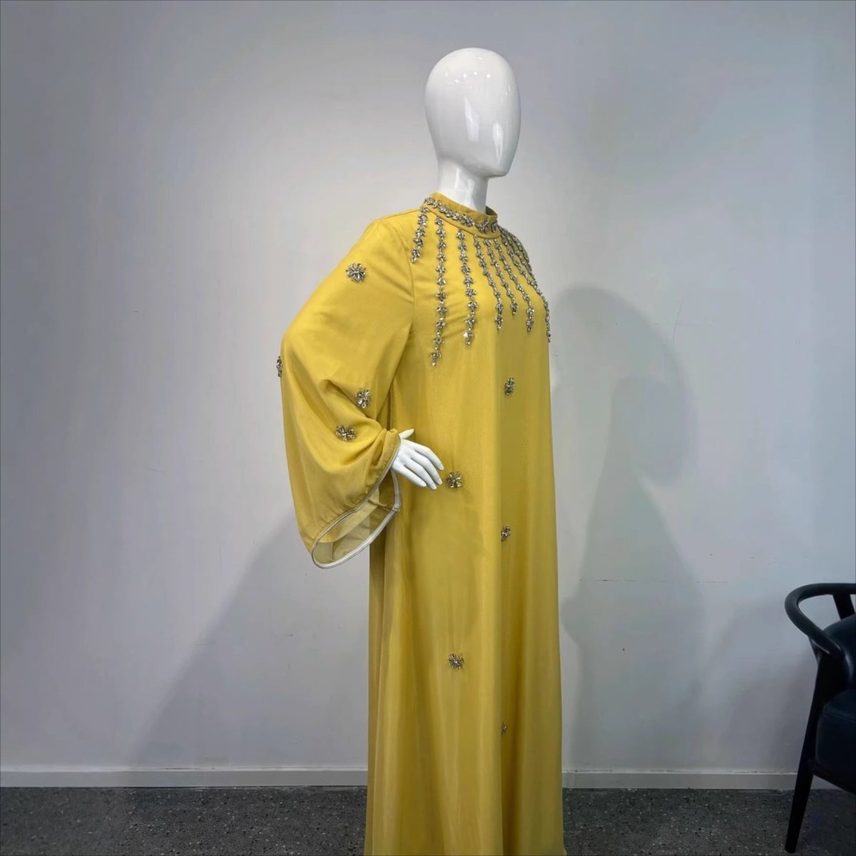 Rhinestone Scatter Batwing Abaya (MA419)
