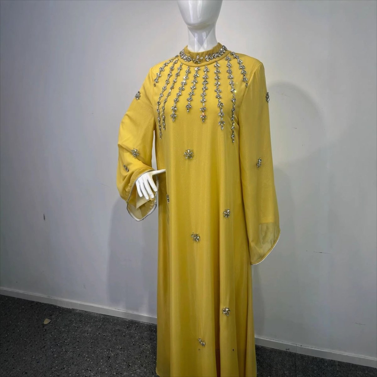 Rhinestone Scatter Batwing Abaya (MA419)