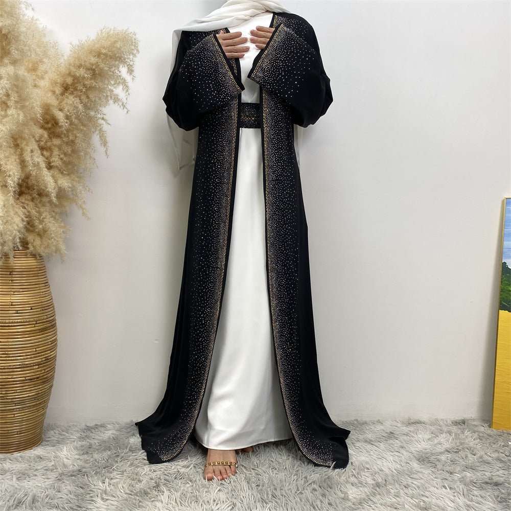 Rhinestones Open Abaya With Side Pockets (MOA046)