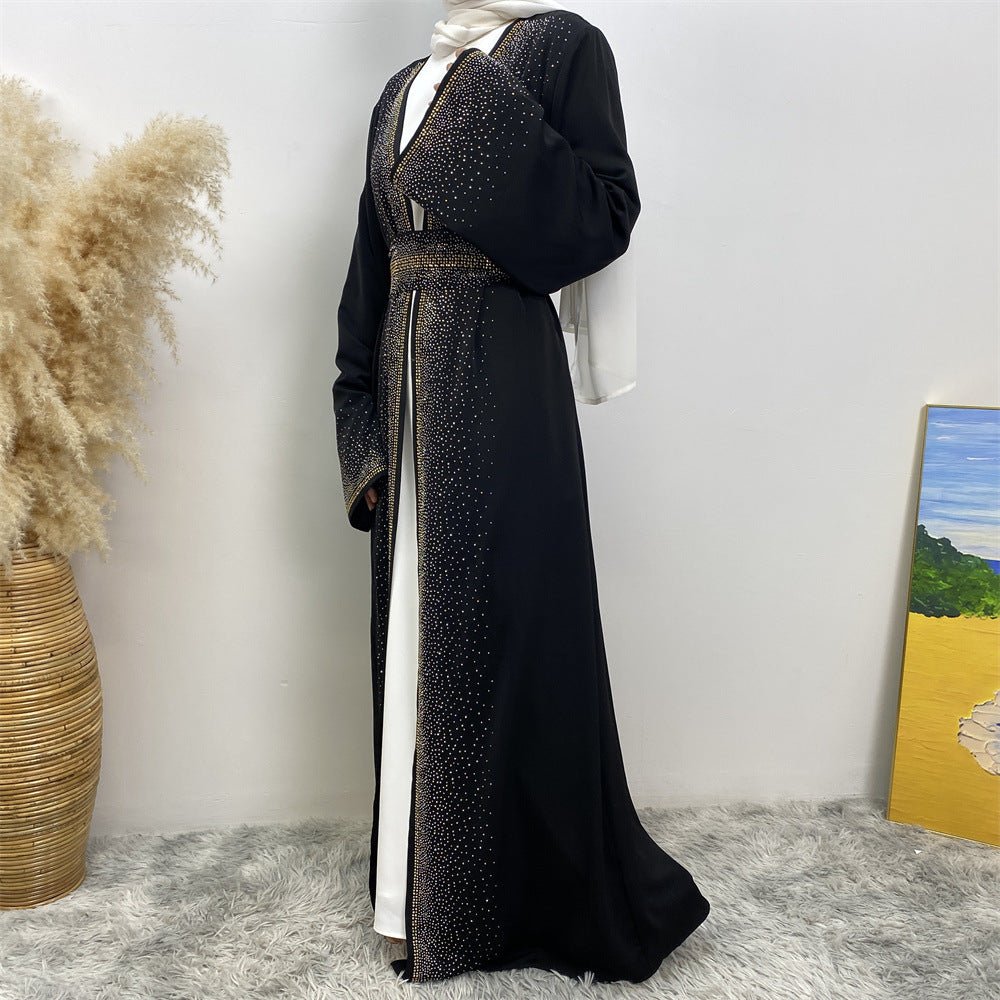 Rhinestones Open Abaya With Side Pockets (MOA046)