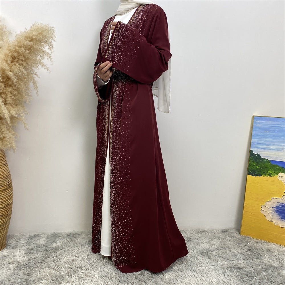 Rhinestones Open Abaya With Side Pockets (MOA046)