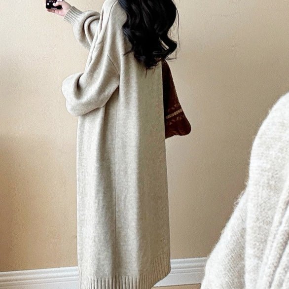 Ribbed Knit Cardigan & Tank Dress Set(MS202)