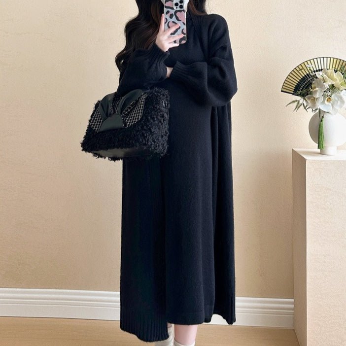 Ribbed Knit Cardigan & Tank Dress Set(MS202)