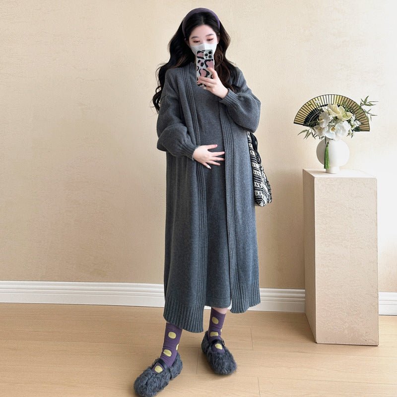 Ribbed Knit Cardigan & Tank Dress Set(MS202)