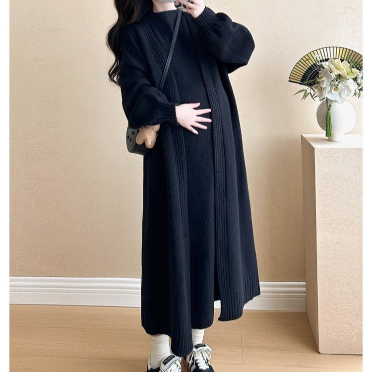 Ribbed Knit Cardigan & Tank Dress Set(MS202)