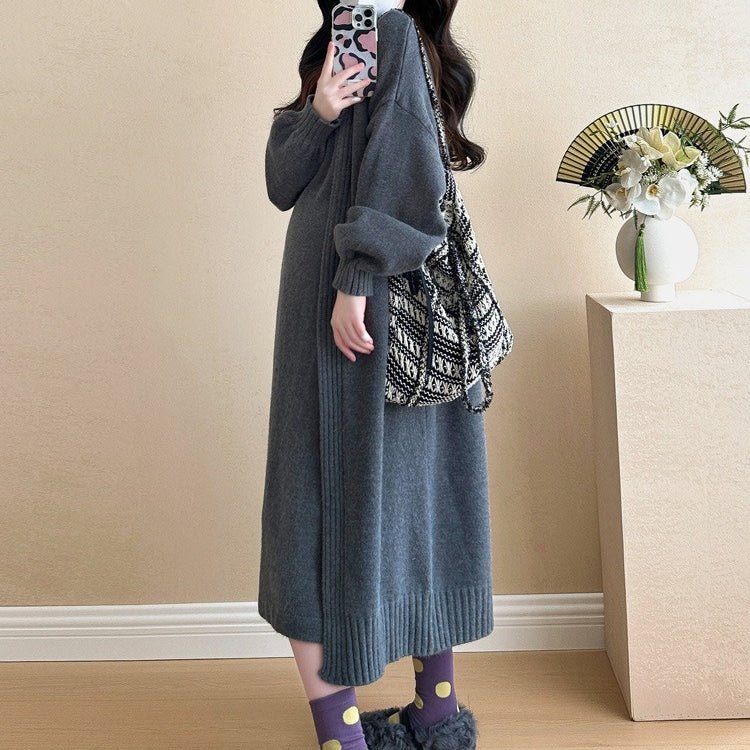 Ribbed Knit Cardigan & Tank Dress Set(MS202)