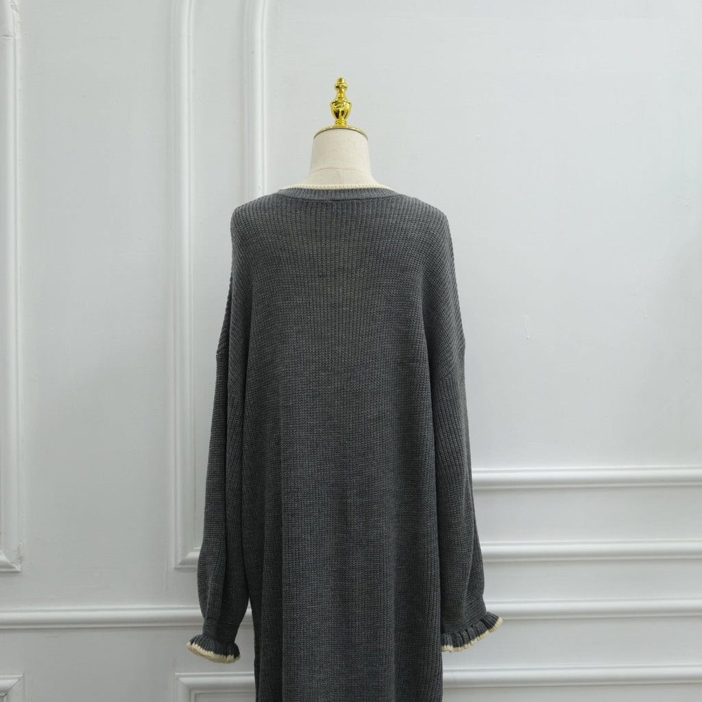Ribbed Knit Dress with Ruffle Cuffs (MA388)