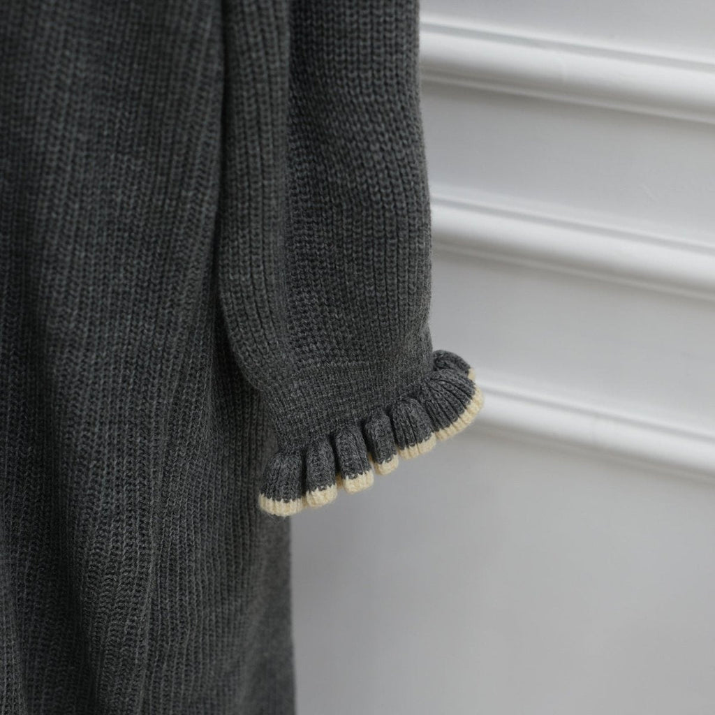 Ribbed Knit Dress with Ruffle Cuffs (MA388)